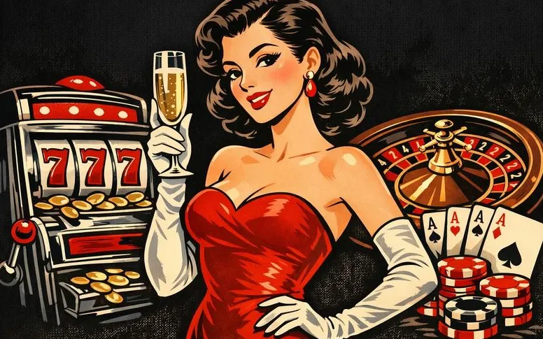 Wintoto Casino login - illustrazione elegante con donna in rosso